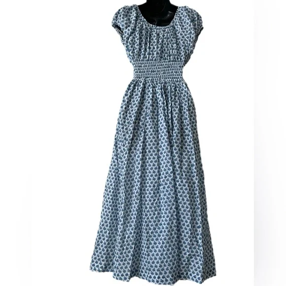 DÔEN Blue and White Floral Midi Dress - Picture 4 of 5